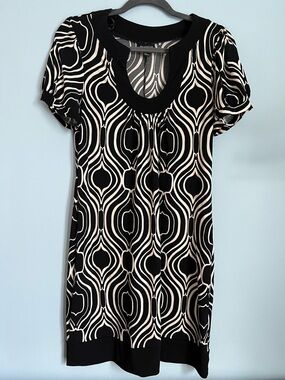 Enfocus Studio Black and Cream Wave-Print Blouse